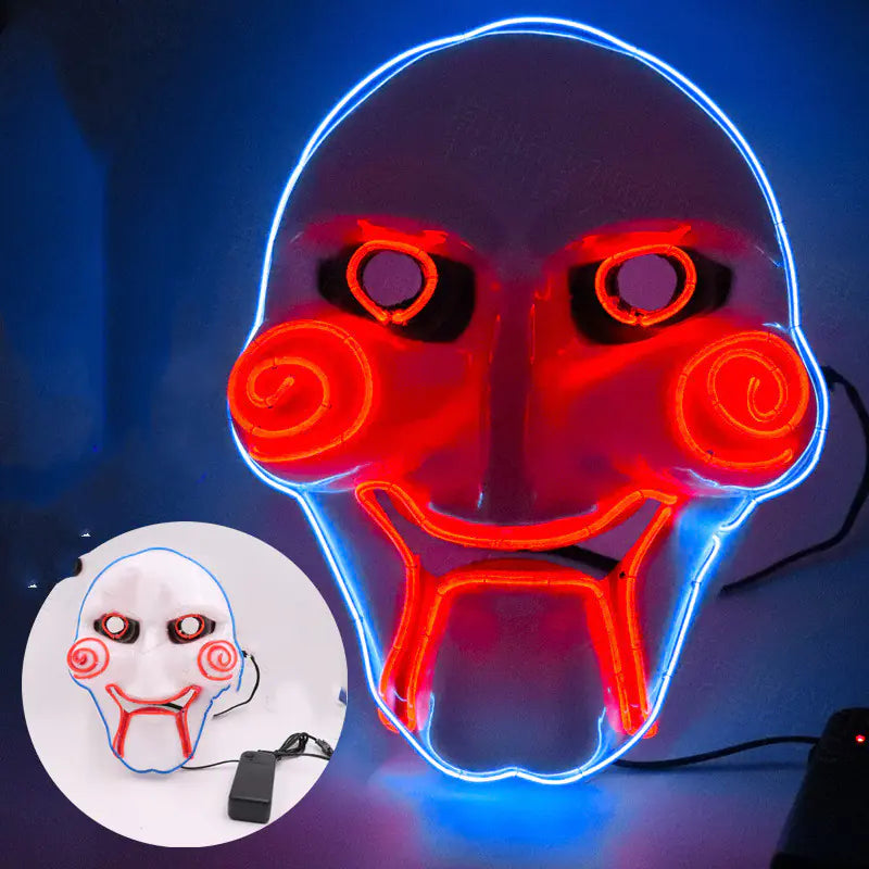 Halloween Theme LED Saw Mask for Scary Party Decor