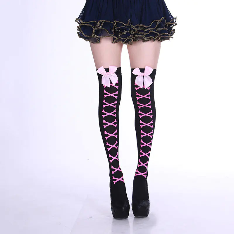 Candy Color Bowknot Stockings for Halloween Costume