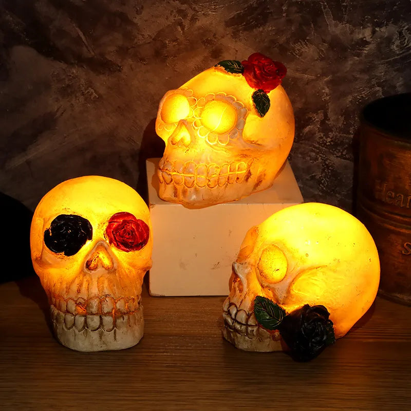 Skeleton Head LED Electronic Candle – Glowing Skulls