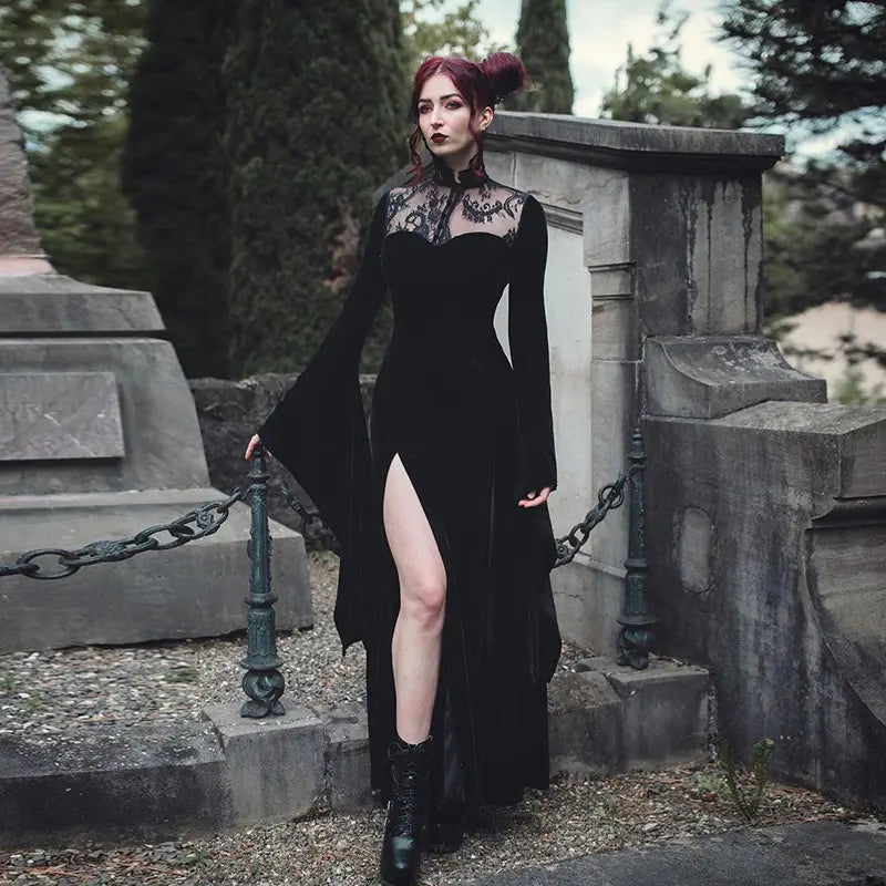 Day of the Dead Witch Cosplay Dress with Lace Details