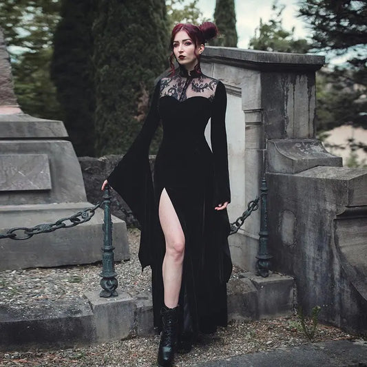 Day of the Dead Witch Cosplay Dress with Lace Details