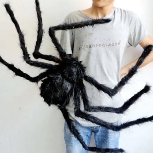 Giant Halloween Spider with Web Kit – XL Scary Decoration (125cm–200cm)