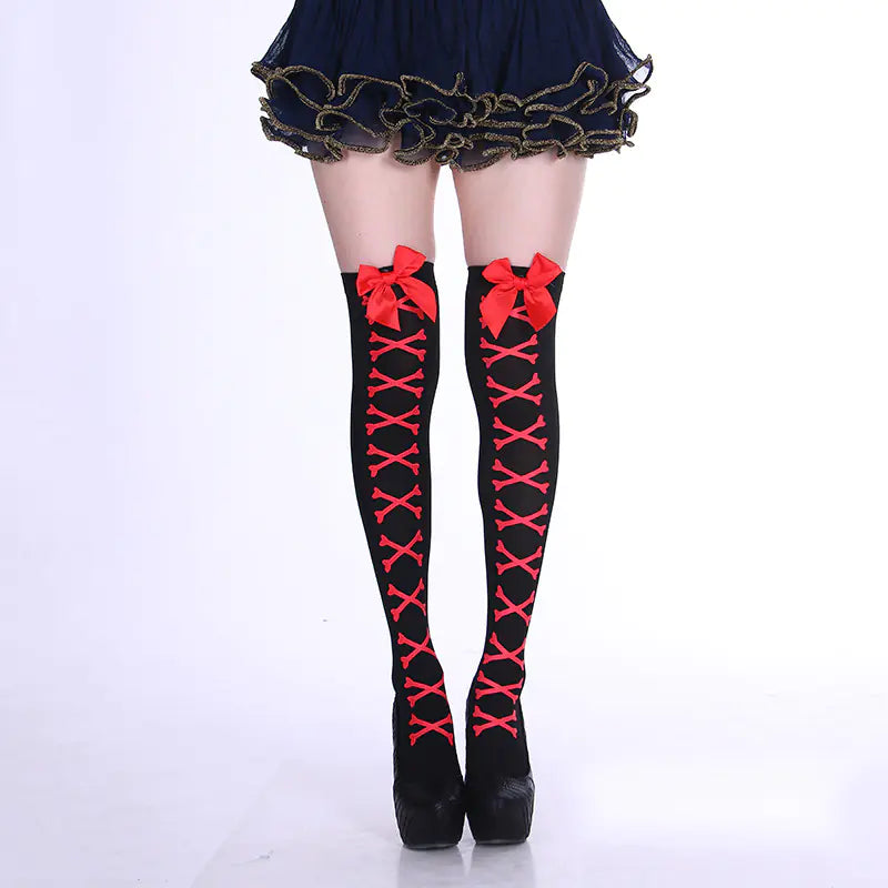 Candy Color Bowknot Stockings for Halloween Costume