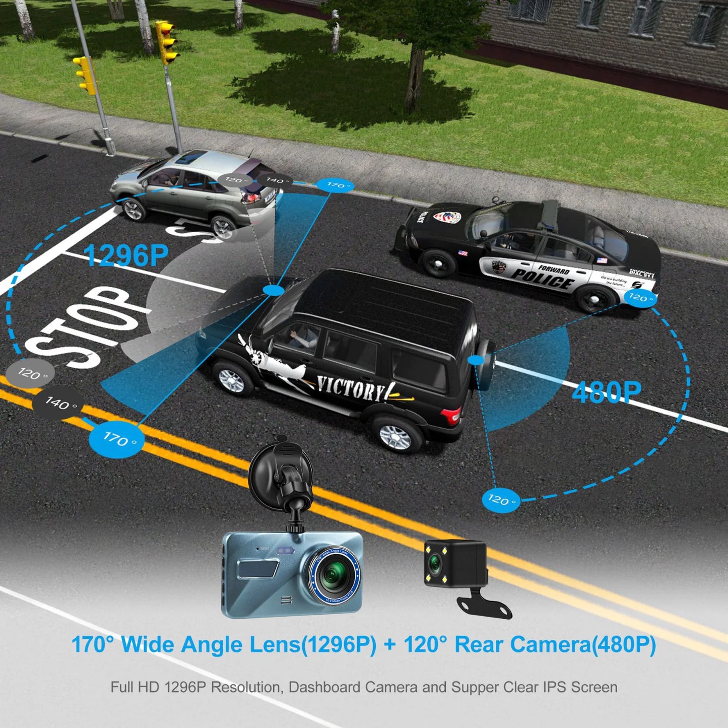 Full HD 1080P Dual Dash Cam with Night Vision