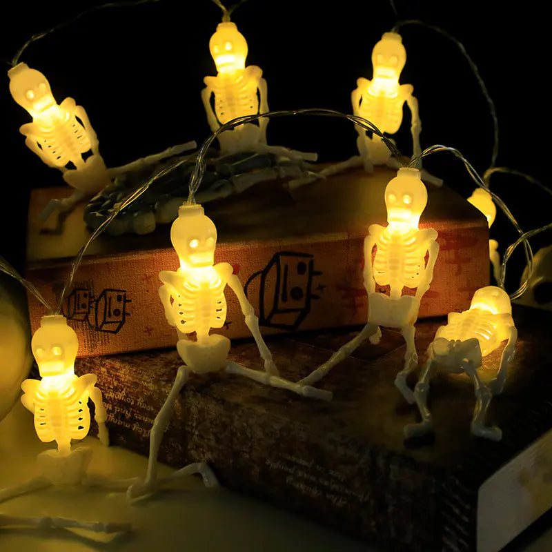 LED Day of the Dead Skull String Lights for Halloween