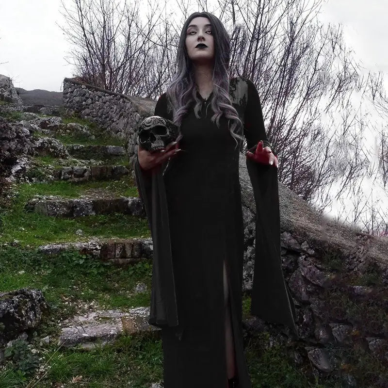 Day of the Dead Witch Cosplay Dress with Lace Details