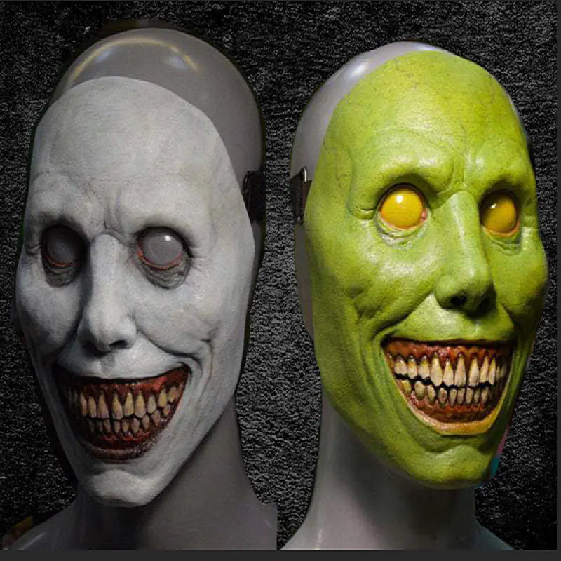 Smiling Demon White Eyes Latex Mask for Halloween Costume