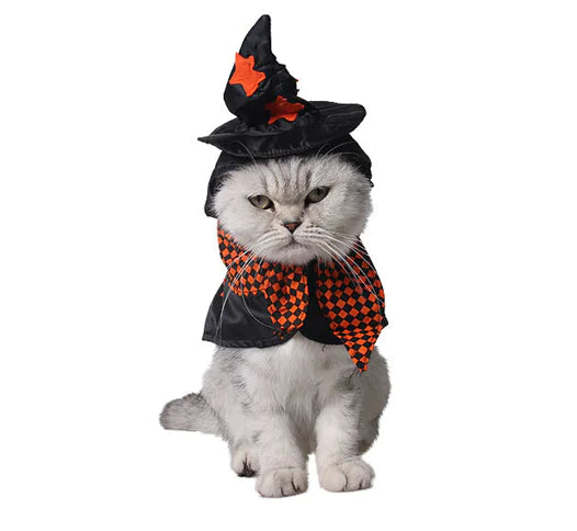 Halloween Witch Pet Costume with Cloak and Hat