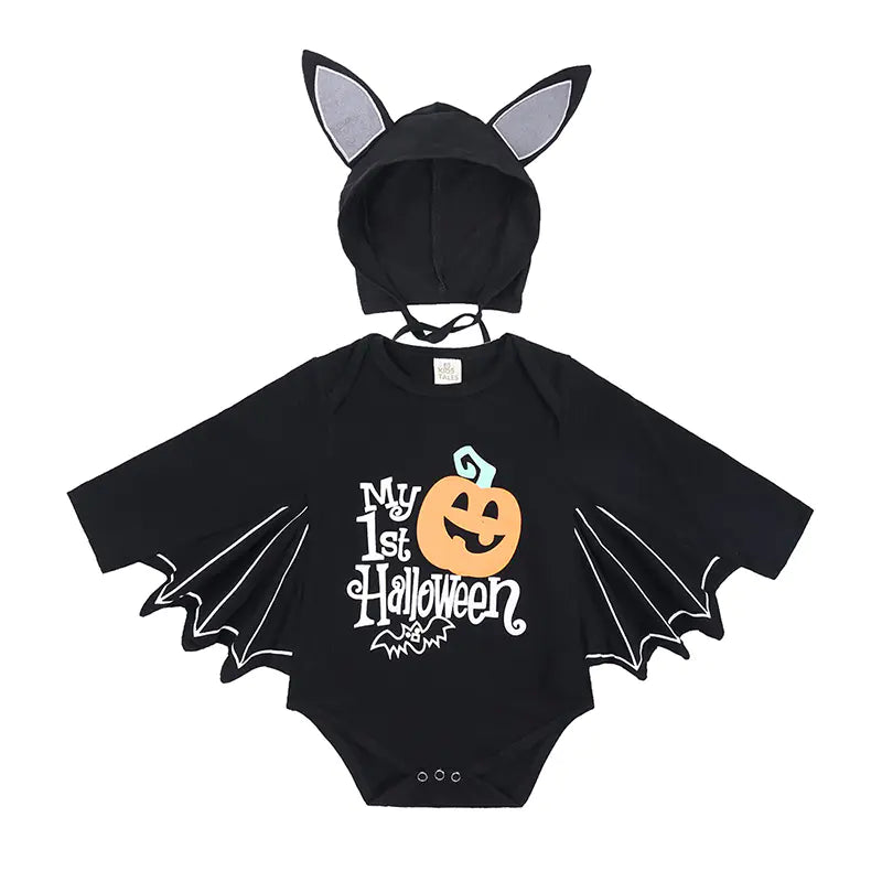 Baby Halloween Long-sleeved Jumpsuit with Pumpkin Design