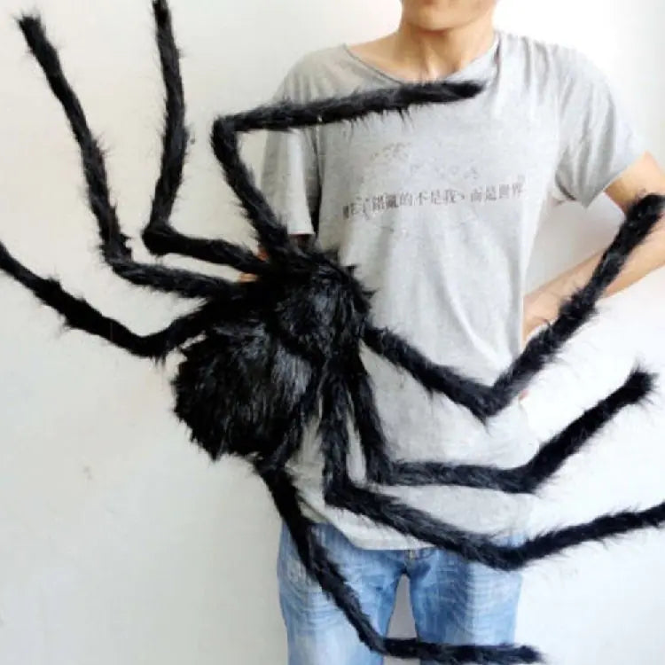 Giant Halloween Spider with Web Kit – XL Scary Decoration (125cm–200cm)
