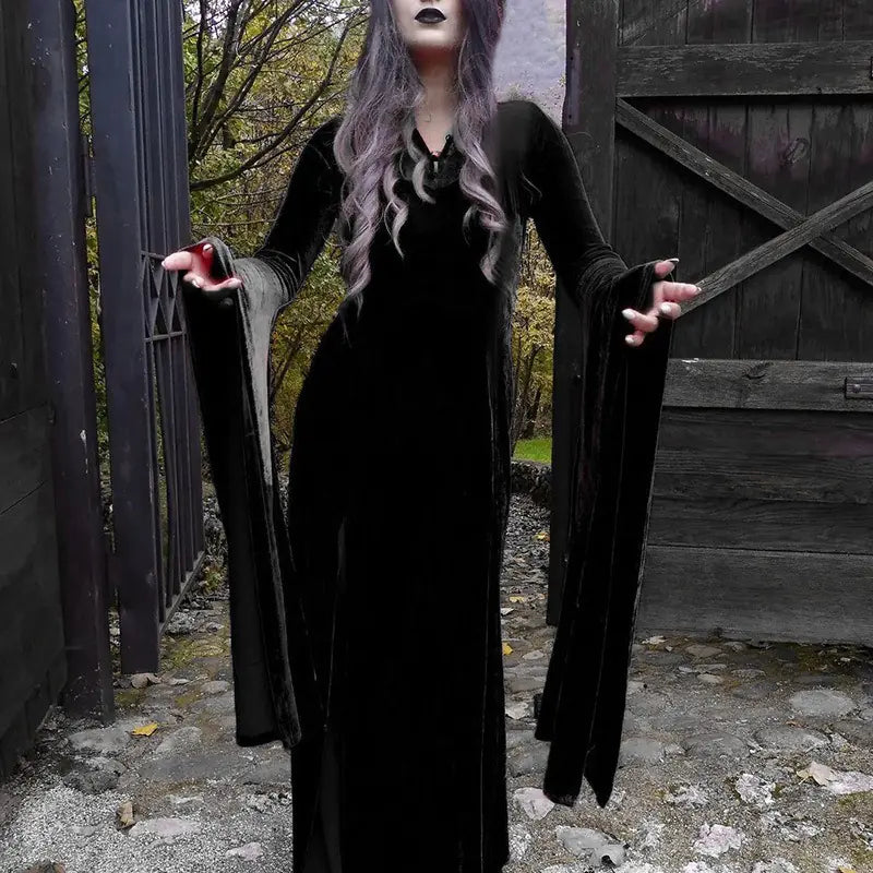 Day of the Dead Witch Cosplay Dress with Lace Details